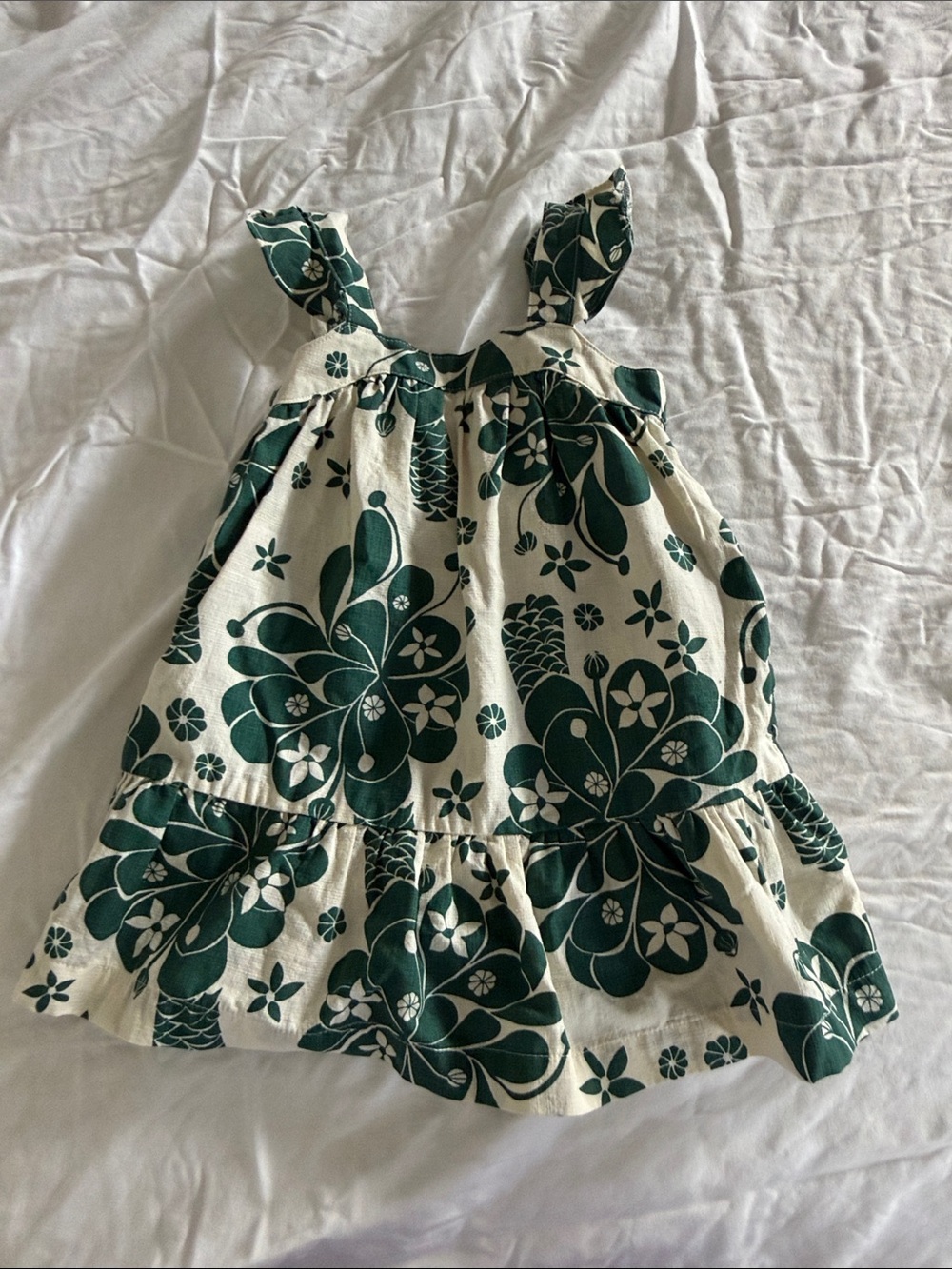 PATALOHA (Patagonia) Cream Dress with Dark Green Floral Print